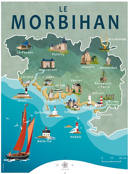 Карта достопримечательностей Морбигана