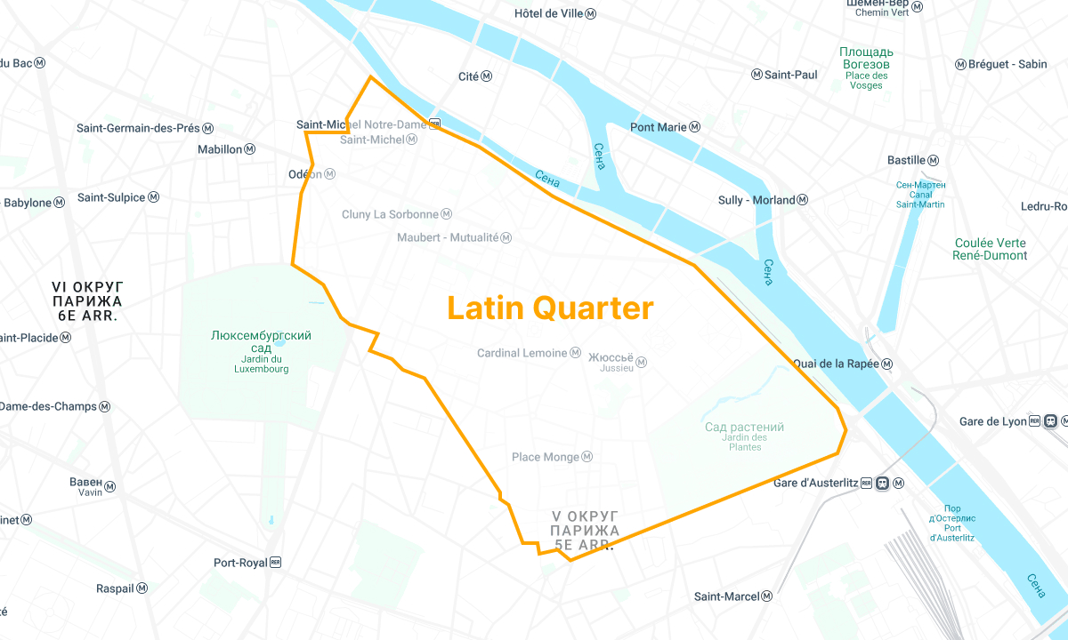 Где находится Латинский квартал в Париже