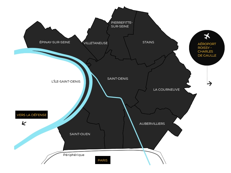 Города и карта Plaine Commune