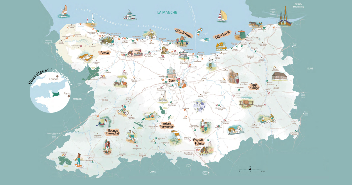 Туристическая карта Кальвадоса