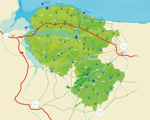 Isigny-Omaha на карте Нормандии