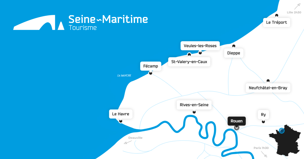 Карта территорий и логотип региона Приморская Сена