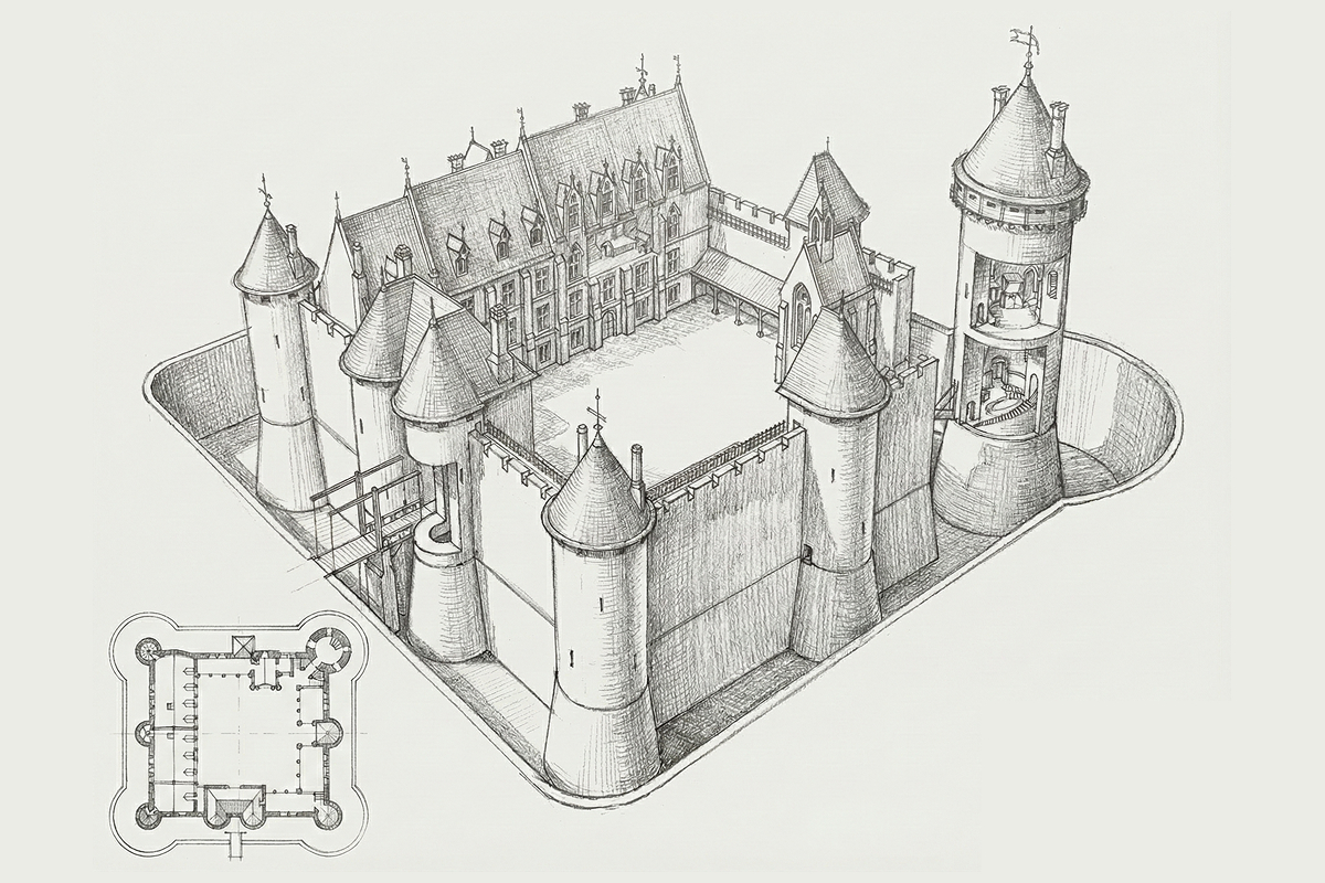 Схема крепости Dourdan